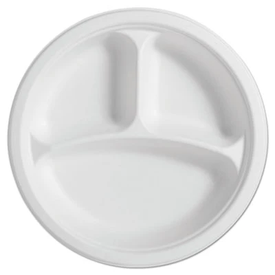Chinet PaperPro Naturals Fiber Round Plates  3-Comp  10 1 4   Natural  125 PK  4 PK CT (HUH PAPRO3)