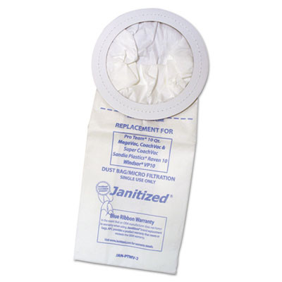 Janitized Vacuum Filter Bags Designed to Fit ProTeam 10 Qt  Super Coach MegaVac  100 CT (APCJANPTMV2)