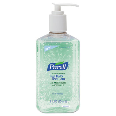 PURELL Advanced Hand Sanitizer Soothing Gel  Fresh Scent with Aloe and Vitamin E  12 oz Pump Bottle  12 Carton (GOJ 3639-12)