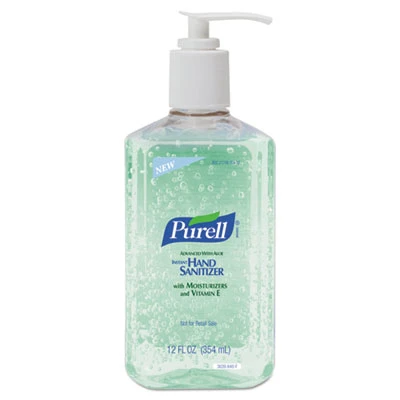 PURELL Advanced Hand Sanitizer Soothing Gel  Fresh Scent with Aloe and Vitamin E  12 oz Pump Bottle  12 Carton (GOJ 3639-12)