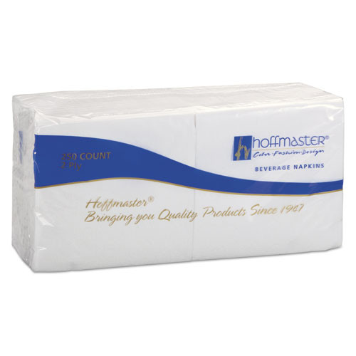 Hoffmaster Beverage Napkins  2-Ply 9 1 2 x 9 1 2  White  Embossed  1000 Carton (HFM 180300)