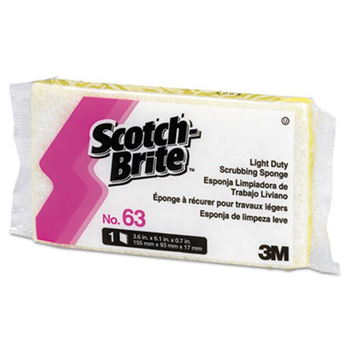 Scotch-Brite PROFESSIONAL Light-Duty Scrubbing Sponge   63  3 5 x 5 63  Yellow White  20 Carton (MMM08251)