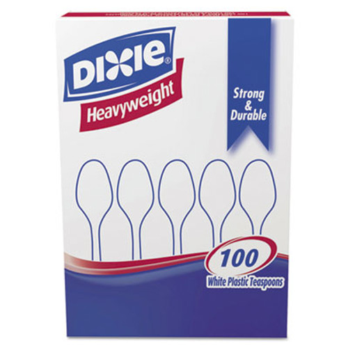Dixie Plastic Cutlery  Heavyweight Teaspoons  White  1 000 Carton (DIX TH207)