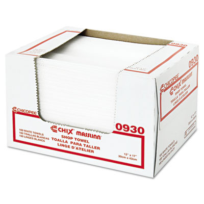 Chix Masslinn Shop Towels  12 x 17  White  100 Pack  12 Packs Carton (CHI 0930)