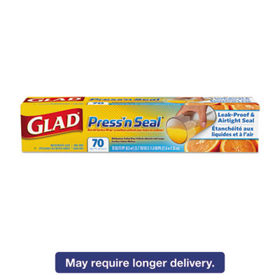 Glad Press'n Seal Food Plastic Wrap  70 Square Foot Roll  12 Carton (CLO 70441)