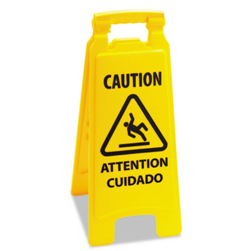 Boardwalk Caution Safety Sign For Wet Floors  2-Sided  Plastic  10 x 2 x 26  Yellow (UNS 26FLOORSIGN)
