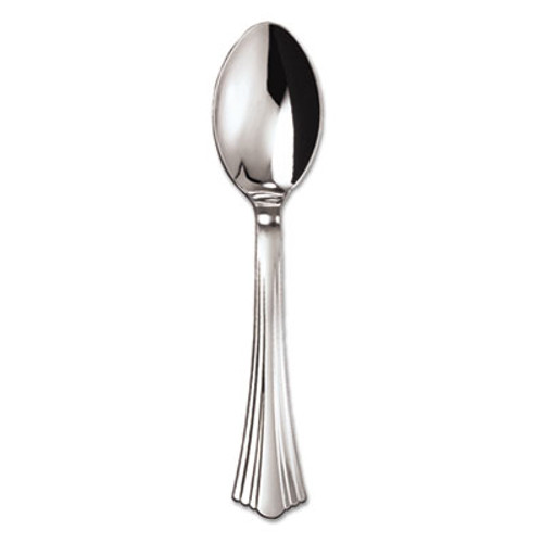 WNA Heavyweight Plastic Spoons  Silver  6 1 4   Reflections Design  600 Carton (WNA 620155)
