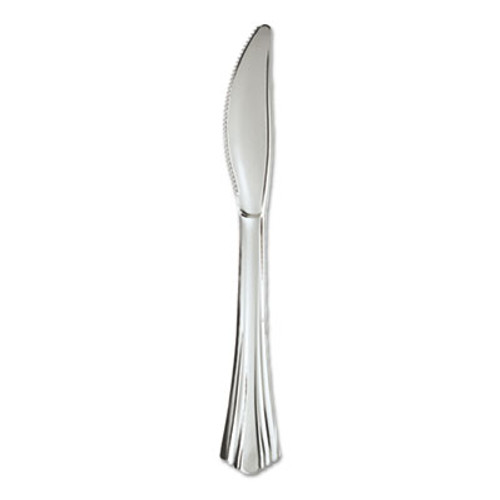 WNA Heavyweight Plastic Knives  Silver  7 1 2   Reflections Design  600 Carton (WNA 630155)