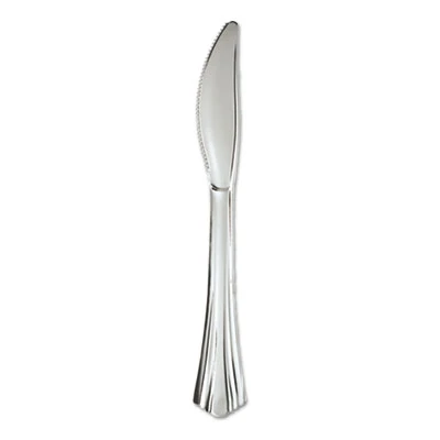 WNA Heavyweight Plastic Knives  Silver  7 1 2   Reflections Design  600 Carton (WNA 630155)