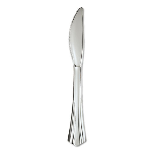 WNA Heavyweight Plastic Knives  Silver  7 1 2   Reflections Design  600 Carton (WNA 630155)