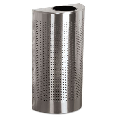 Rubbermaid Commercial Designer Line Silhouettes Receptacle  Half-Round  Steel  12 gal  Silver Metallic (RCP SH12EPLSM)