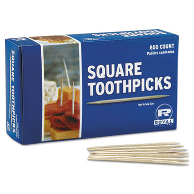 AmerCareRoyal Square Wood Toothpicks  2 3 4   Natural  800 Box  24 Boxes Carton (RPP R820SQ)