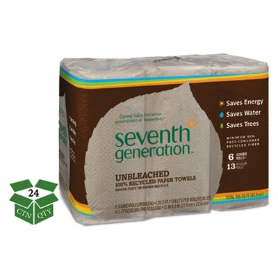 Seventh Generation Natural Unbleached 100  Recycled Paper Towel Rolls  11 x 9  120 SH RL  24 RL CT (SEV 13737)