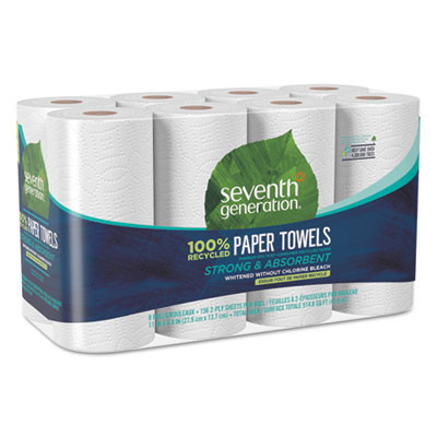 Seventh Generation 100  Recycled Paper Towel Rolls  2-Ply  11 x 5 4 Sheets  156 Sheets RL  8 RL PK (SEV 13739)