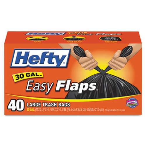 PCT Hefty Easy Flaps Tall-Kitchen Trash Bags, White, 13 Gal - 6 Boxes, 80 count each