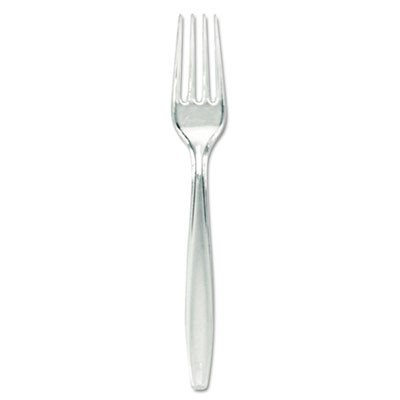 Dixie Plastic Cutlery  Forks  Heavyweight  Clear  1 000 Carton (DIX FH017)