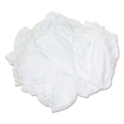 HOSPECO New Bleached White T-Shirt Rags  Multi-Fabric  25 lb Polybag (HOS 455-25BP)