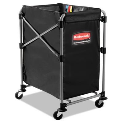 Rubbermaid Commercial Collapsible X-Cart  Steel  Four Bushel Cart  20 33w x 24 1d x 34h  Black Silver (RCP 1881749)