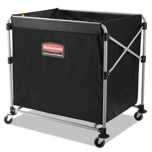 Rubbermaid Commercial Collapsible X-Cart  Steel  Eight Bushel Cart  24 1w x 35 7d x 34h  Black Silver (RCP 1881750)