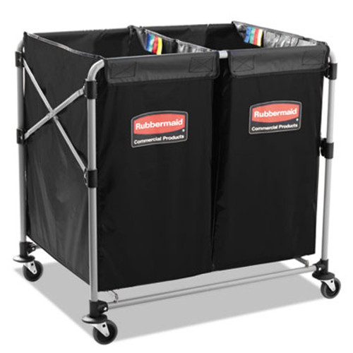 Rubbermaid Commercial Collapsible X-Cart  Steel  2 to 4 Bushel Cart  24 1w x 35 7d x 34h  Black Silver (RCP 1881781)