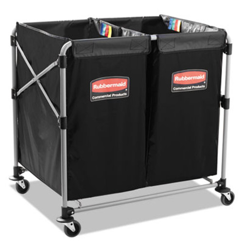 Rubbermaid Commercial Collapsible X-Cart  Steel  2 to 4 Bushel Cart  24 1w x 35 7d x 34h  Black Silver (RCP 1881781)