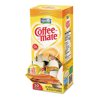 Coffee mate Liquid Coffee Creamer  Hazelnut  0 38 oz Mini Cups  50 Box (NES35180BX)
