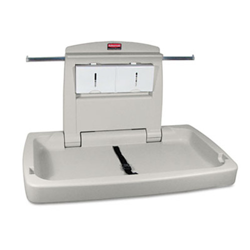 Rubbermaid Commercial Sturdy Station 2 Baby Changing Table  33 5 x 21 5  Platinum (RCP 7818-88 PLA)