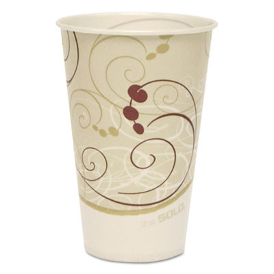 Dart Symphony Treated-Paper Cold Cups  12oz  White Beige Red  100 Bag  20 Bags Carton (SCC R12NSYM)