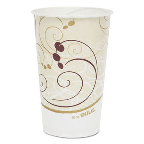 Dart Symphony Treated-Paper Cold Cups  16oz  White Beige Red  50 Bag  20 Bags Carton (SCC RW16SYM)