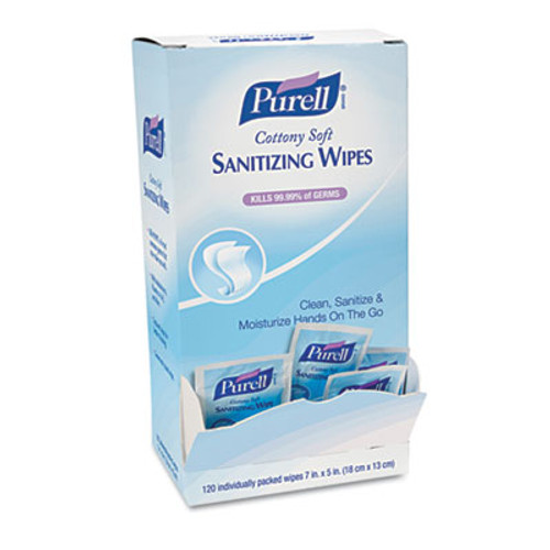 PURELL Cottony Soft Individually Wrapped Hand Sanitizing Wipes  5  x 7   120 Box (GOJ902712BX)