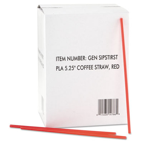 GEN Coffee Stirrers  Red White  Plastic  5 1 4   1000 Box  10 Boxes Carton (GEN SIPSTIRST)