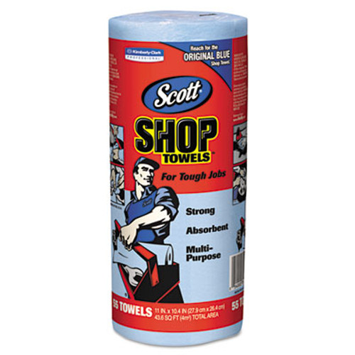 Scott Shop Towels  Standard Roll  10 4 x 11  Blue  55 Roll  30 Rolls Carton (KCC 75130)