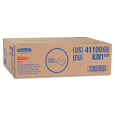 WypAll X70 Cloths  Flat Sheet  14 9 x 16 6  White  300 Carton (KCC 41100)