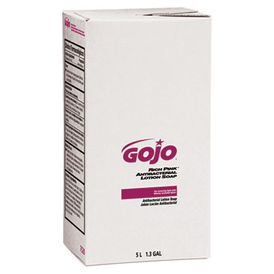 GOJO RICH PINK Antibacterial Lotion Soap Refill  5000 mL  Floral Scent  Pink  2 Carton (GOJ 7520)