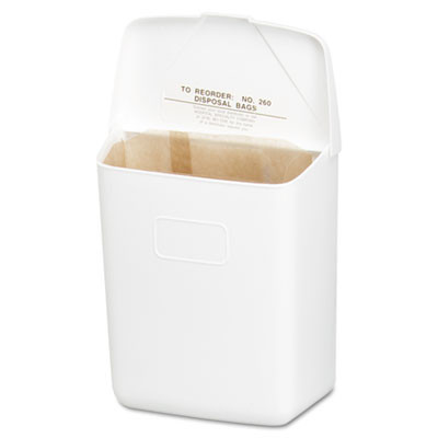 HOSPECO Wall Mount Sanitary Napkin Receptacle-ABS  PPC Plastic  1 gal  White (HOS 250/201W)