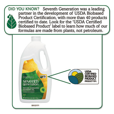 Seventh Generation Natural Automatic Dishwasher Gel  Lemon  42 oz Bottle (SEV22171EA)