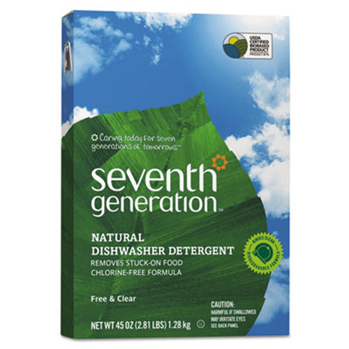Seventh Generation Automatic Dishwasher Powder  Free and Clear  45oz Box  12 Carton (SEV 22150)