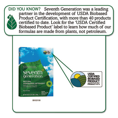 Seventh Generation Automatic Dishwasher Powder  Free and Clear  45oz Box  12 Carton (SEV 22150)