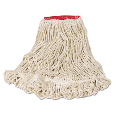 Rubbermaid Commercial Super Stitch Looped-End Wet Mop Head  Cotton Synthetic  Large Size  Red White (RCP D253 WHI)