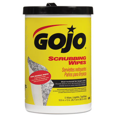 GOJO Scrubbing Towels  Hand Cleaning  Silver Yellow  10 1 2 x 12  72 Bucket  6 Carton (GOJ 6396-06)