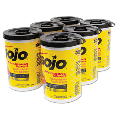 GOJO Scrubbing Towels  Hand Cleaning  Silver Yellow  10 1 2 x 12  72 Bucket  6 Carton (GOJ 6396-06)