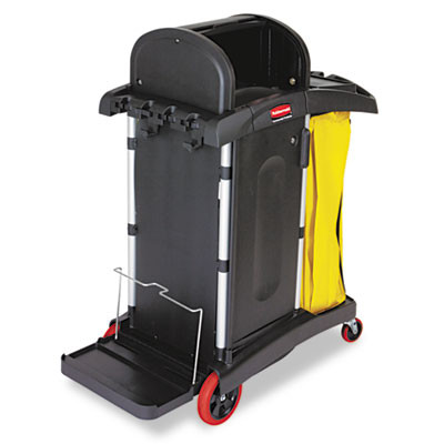 Rubbermaid Commercial High-Security Healthcare Cleaning Cart  22w x 48 25d x 53 5h  Black (RCP 9T75)