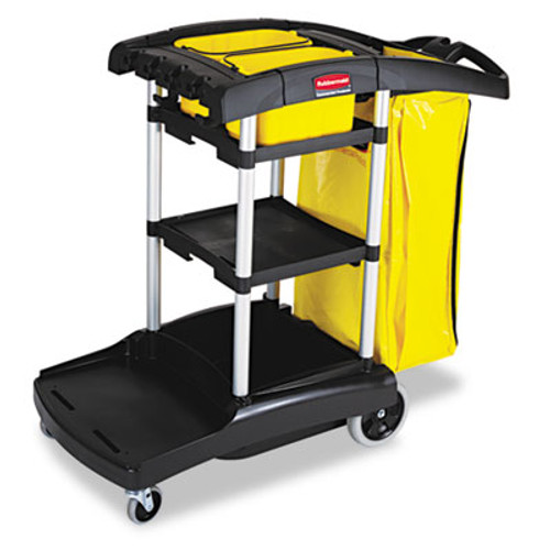 Rubbermaid Commercial High Capacity Cleaning Cart  21 75w x 49 75d x 38 38h  Black (RCP 9T72)