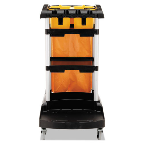 Rubbermaid Commercial High Capacity Cleaning Cart  21 75w x 49 75d x 38 38h  Black (RCP 9T72)