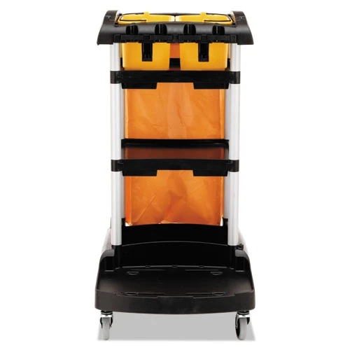 Rubbermaid Commercial High Capacity Cleaning Cart  21 75w x 49 75d x 38 38h  Black (RCP 9T72)