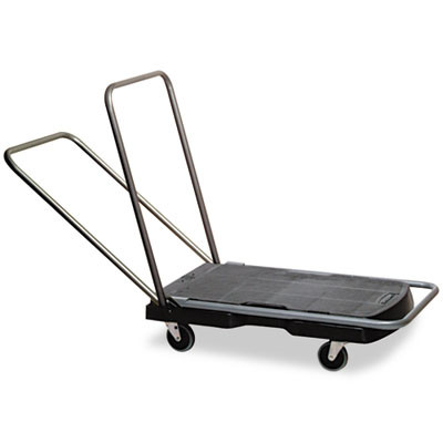 Rubbermaid Commercial Utility-Duty Home Office Cart  250 lb Capacity  20 5 x 32 5  Platform  Black (RCP 4400 BLA)