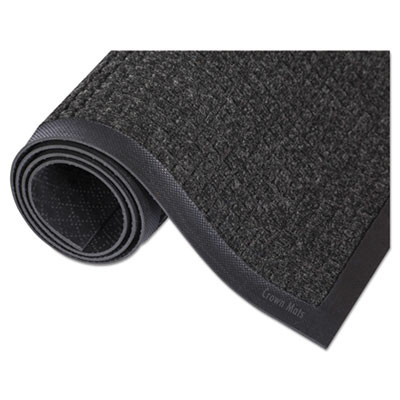 Crown Super-Soaker Wiper Mat with Gripper Bottom  Polypropylene  36 x 120  Charcoal (CRO SS310 CHA)