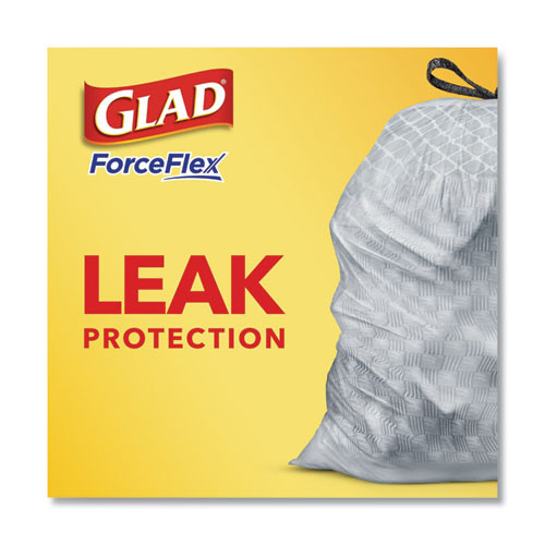 Glad ForceFlexPlus Tall Kitchen Drawstring Trash Bags  13 gal  0 72 mil  23 75  x 24 88   White  100 Box (CLO 70427)