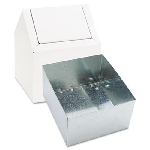 HOSPECO Double Entry  Swing Top Floor Receptacle  Metal  White (HOS 2201)