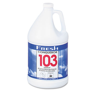 Fresh Products Conqueror 103 Odor Counteractant Concentrate  Cherry  1 gal Bottle  4 Carton (FRS 1-WB-CH)
